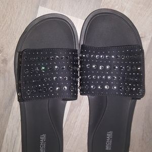 Black sparkly rhinestones Michael Kors Sandles